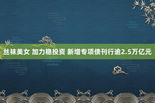 丝袜美女 加力稳投资 新增专项债刊行逾2.5万亿元